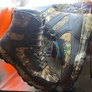 Realtree Men's Camouflage Lace-Up Hunting Boots in Brown and Green